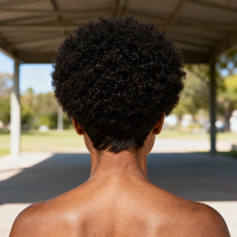 afro hair on straight hair, low version.