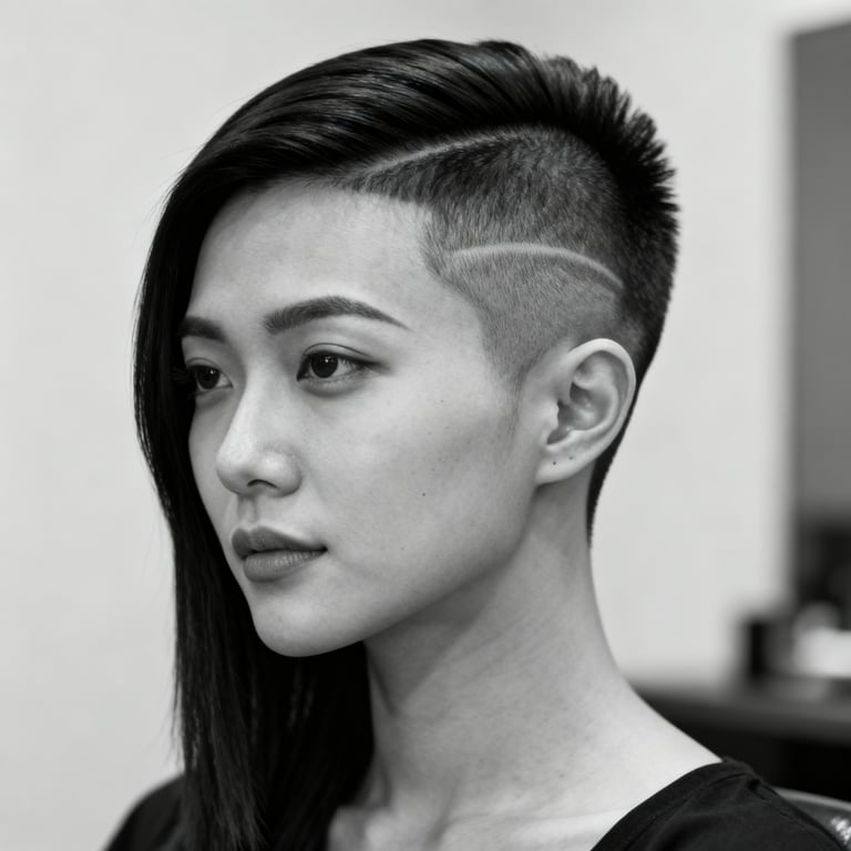 faux hawk fade on straight hair, low version.
