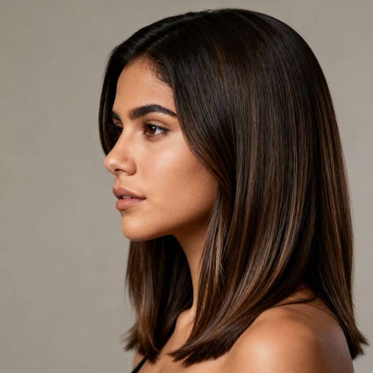 long layered haircut on straight hair, low version.