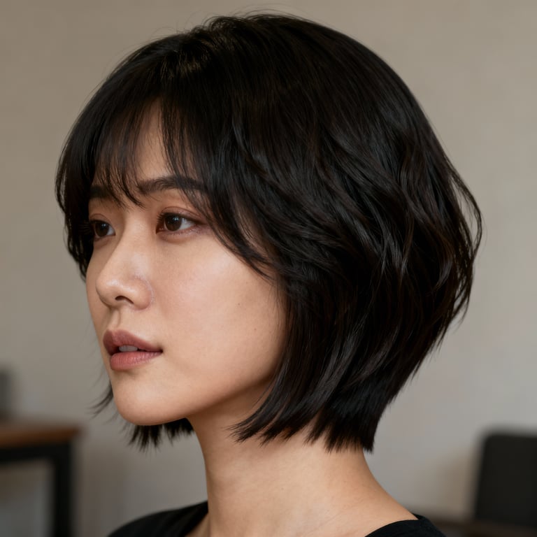 mixie haircut on straight hair, low version.