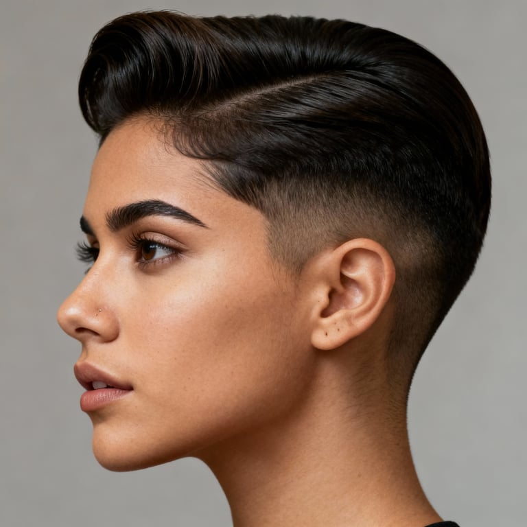 short pompadour on straight hair, low version.