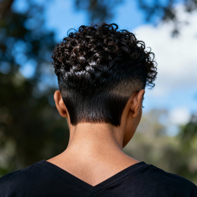 modern mullet fade on straight hair, low version.