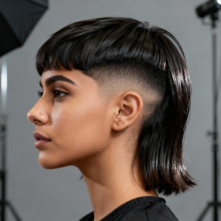 burst fade mullet on straight hair, low version.