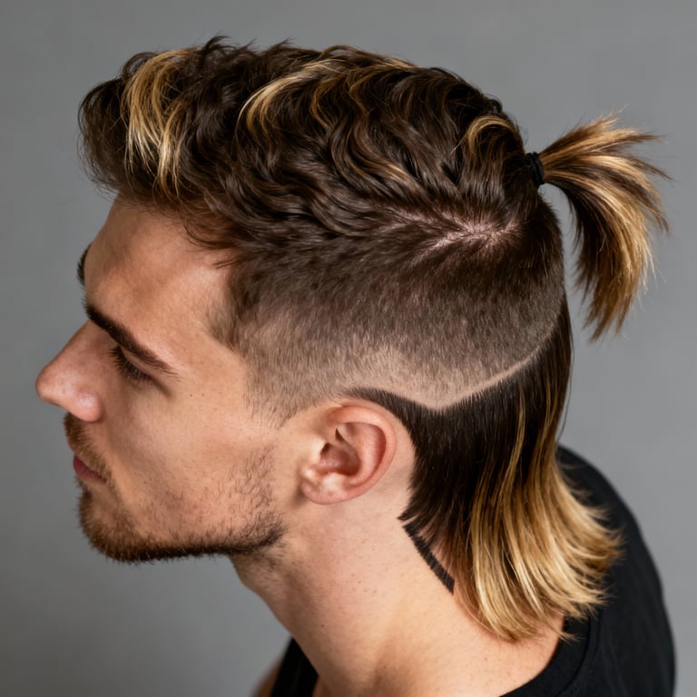 mullet haircut on straight hair, low version.