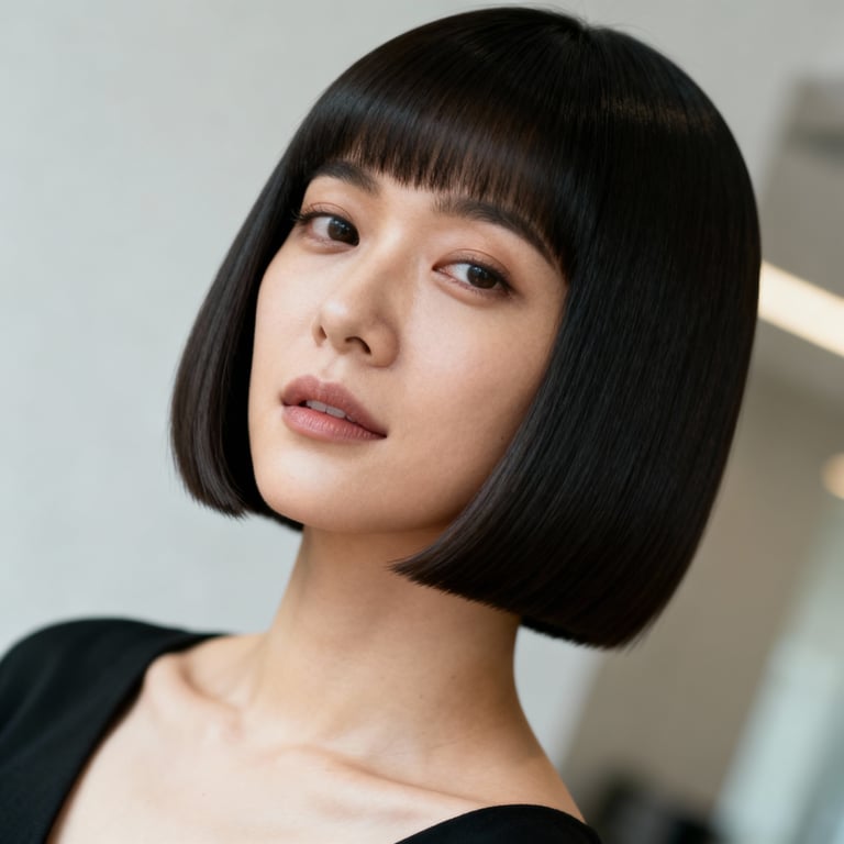 wedge haircut on straight hair, low version.