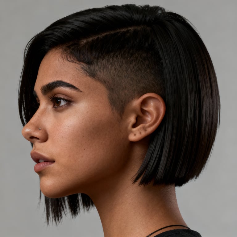 wolf cut hair on straight hair, low version.