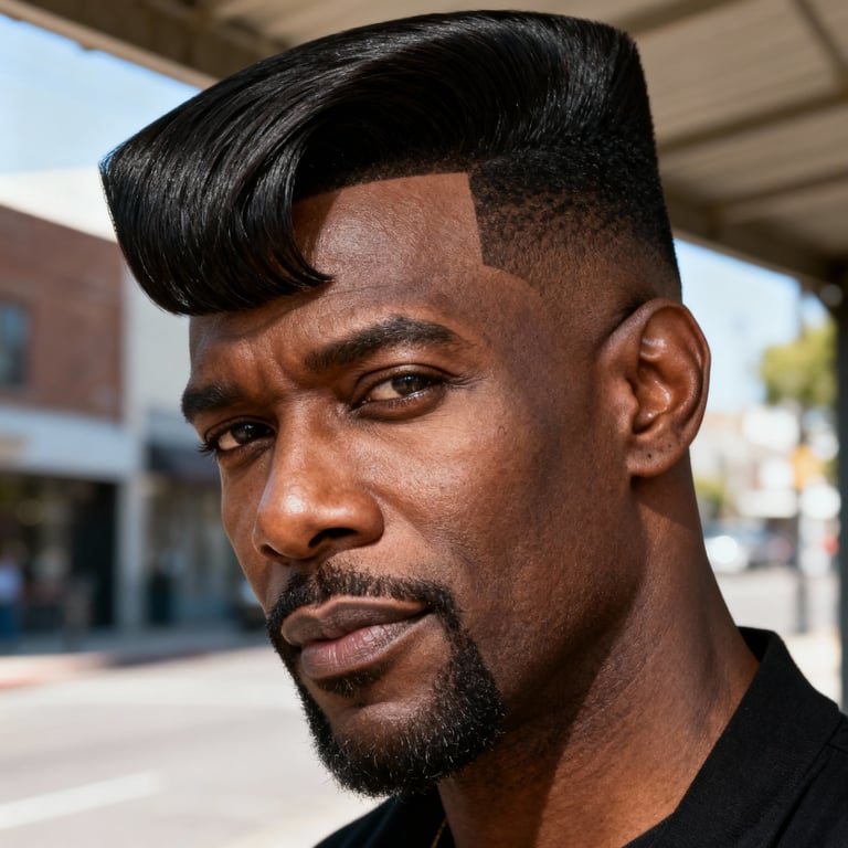 wedge haircut 80s on straight hair, low version.