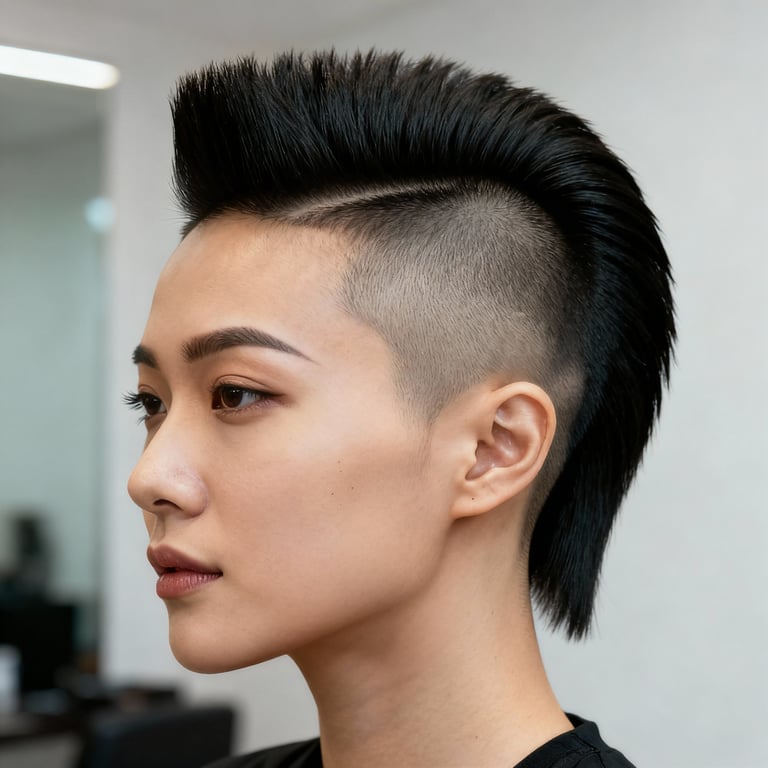 reverse mohawk on straight hair, low version.