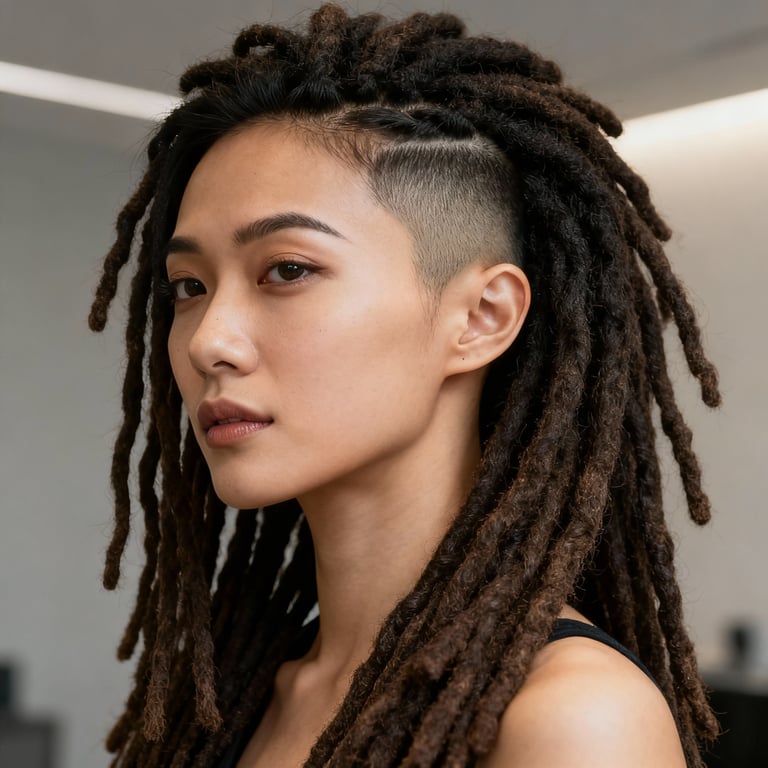 locs on straight hair, low version.