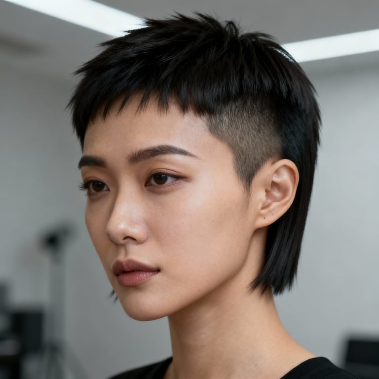 wolf cut men on straight hair, low version.