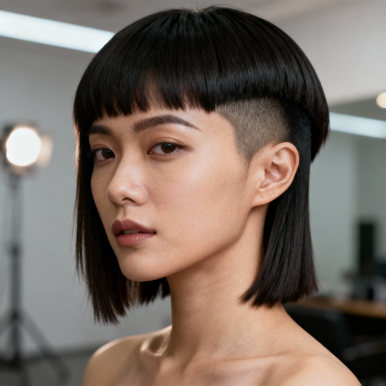 mullet haircut men on straight hair, low version.