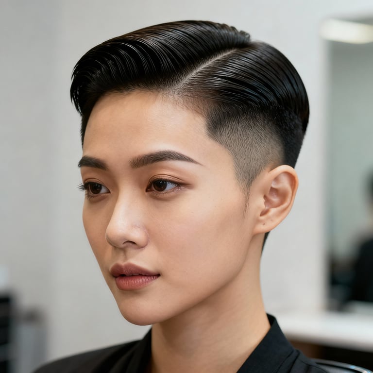 comb over on straight hair, low version.