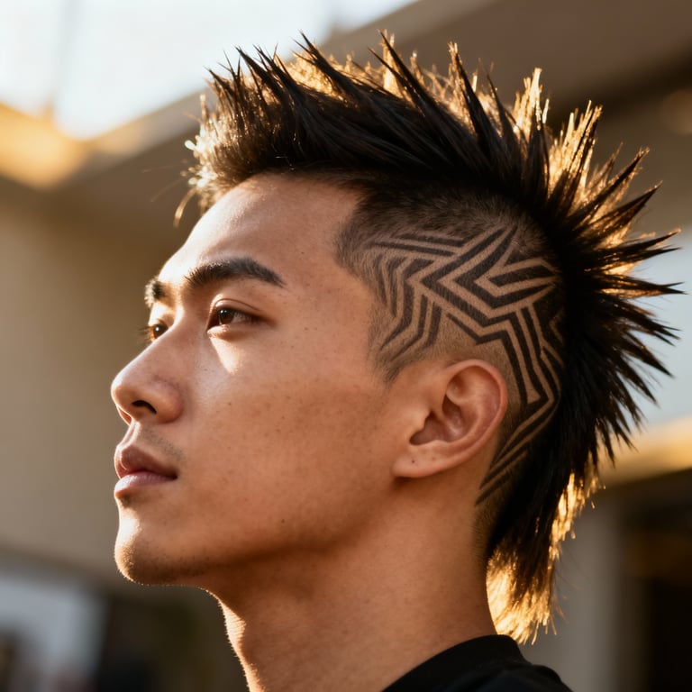 Burst Fade Mullet Straight Hair