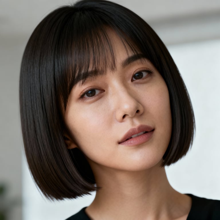 fine hair layered bob for thin hair on straight hair, low version.