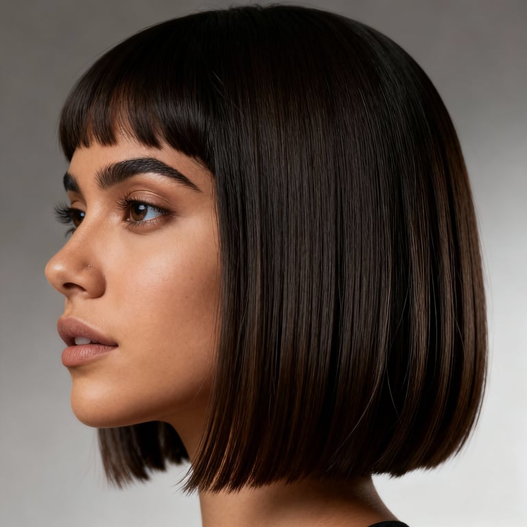 fine hair layered bob for thin hair on straight hair, low version.