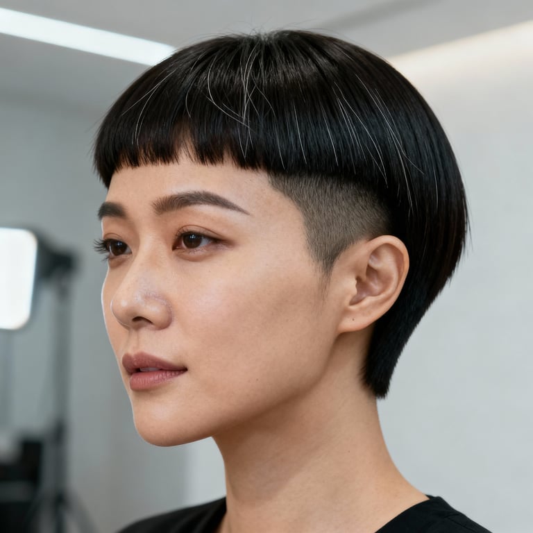 caesar cut hair on straight hair, low version.