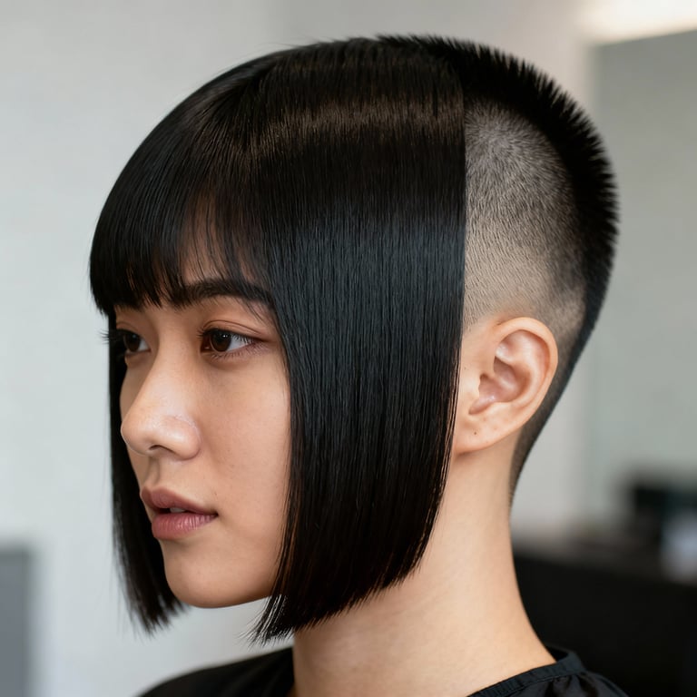 taper faux hawk back on straight hair, low version.