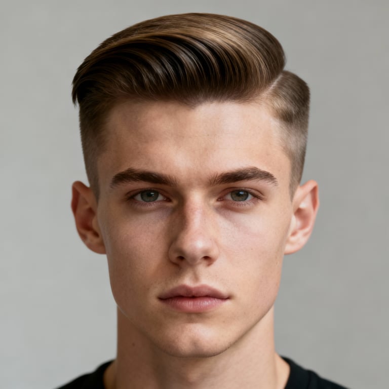 quiff hair on straight hair, low version.