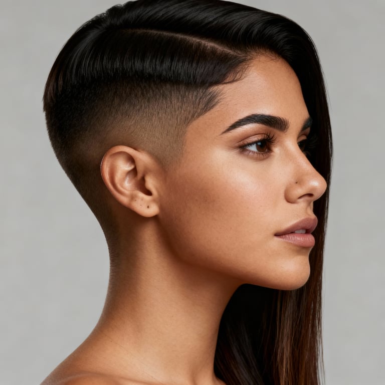 v cut on straight hair, low version.