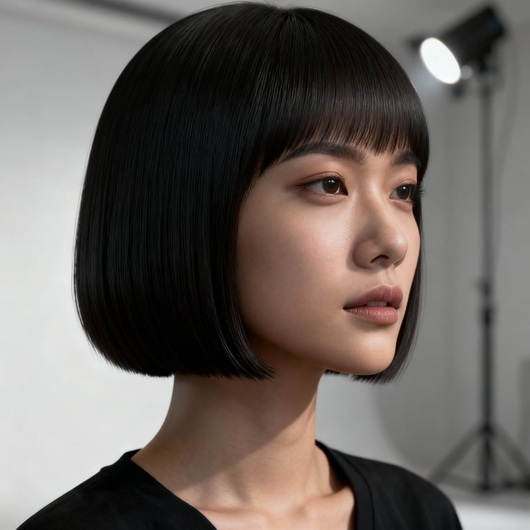 jellyfish haircut short on straight hair, low version.