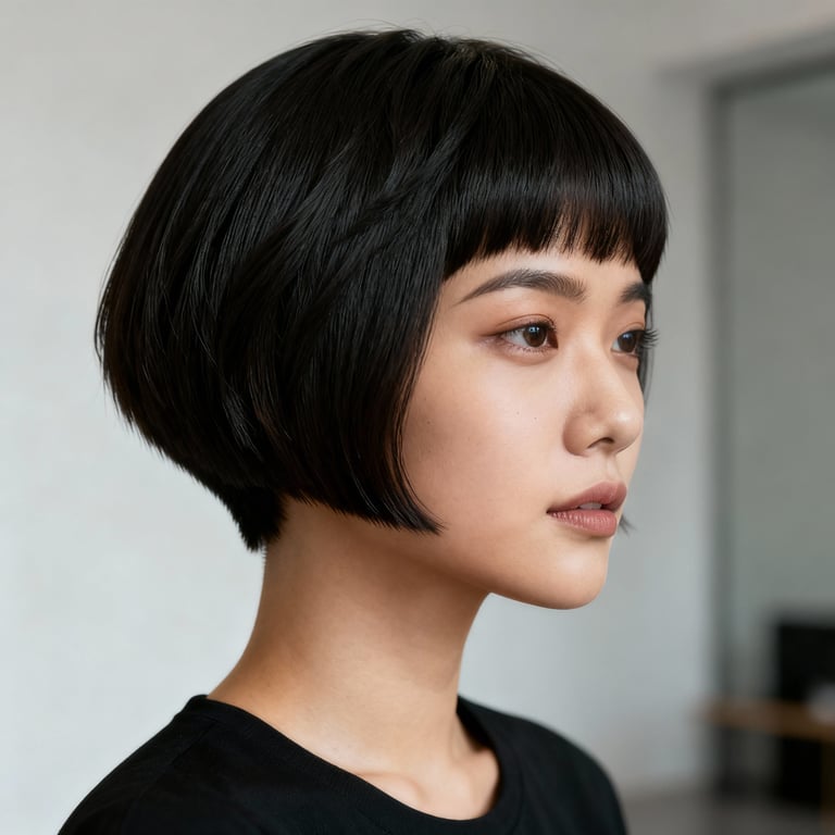 textured french crop on straight hair, low version.