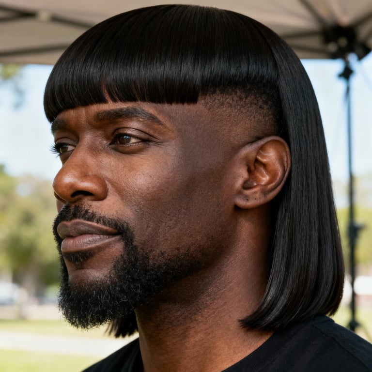 long curtain bangs on straight hair, low version.