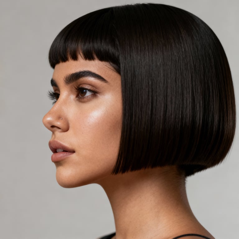 hime cut hair on straight hair, low version.