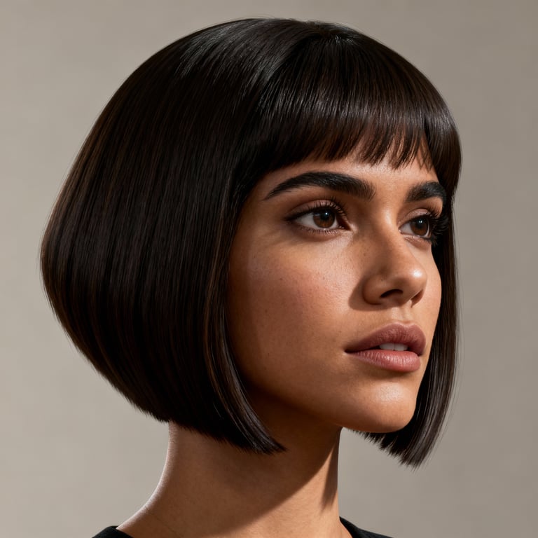 wedge haircut 80s on straight hair, low version.