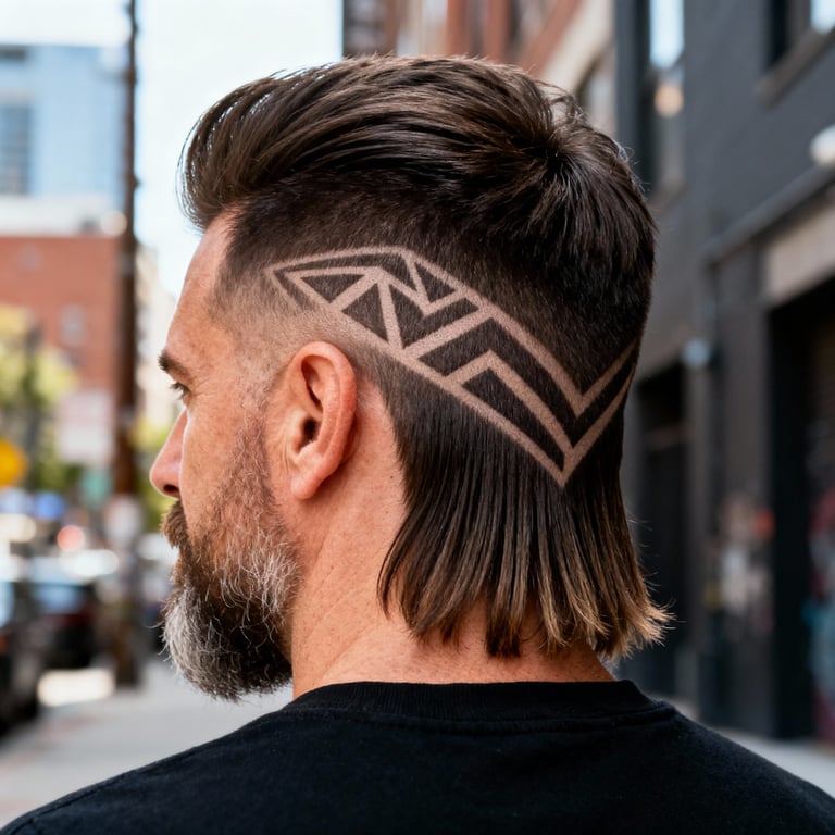 Mid Burst Fade Mullet
