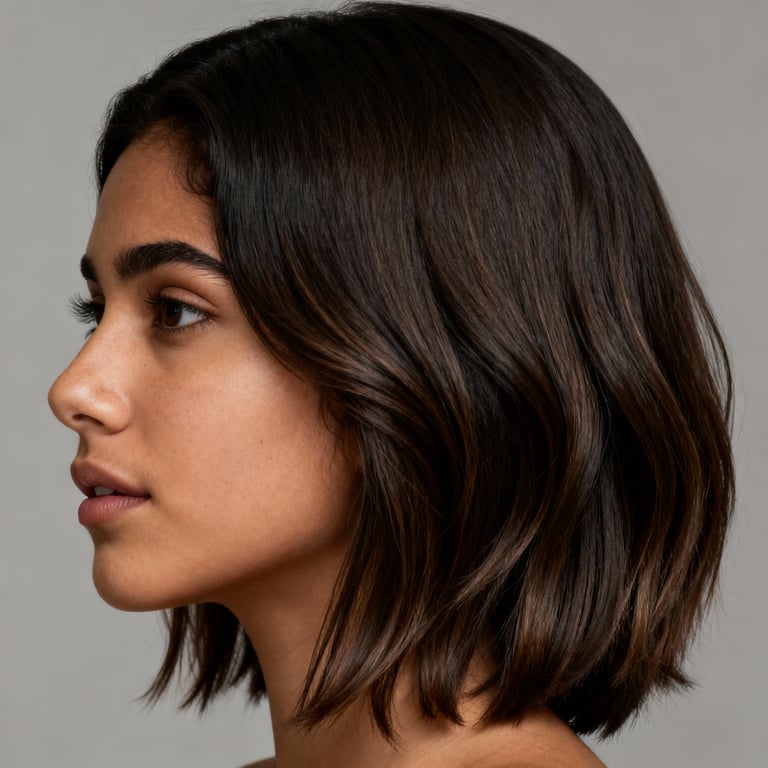 medium length layered haircut on straight hair, low version.