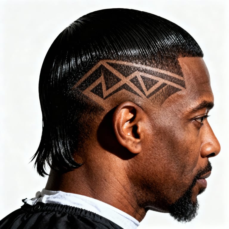 Burst Fade Mullet Straight Hair