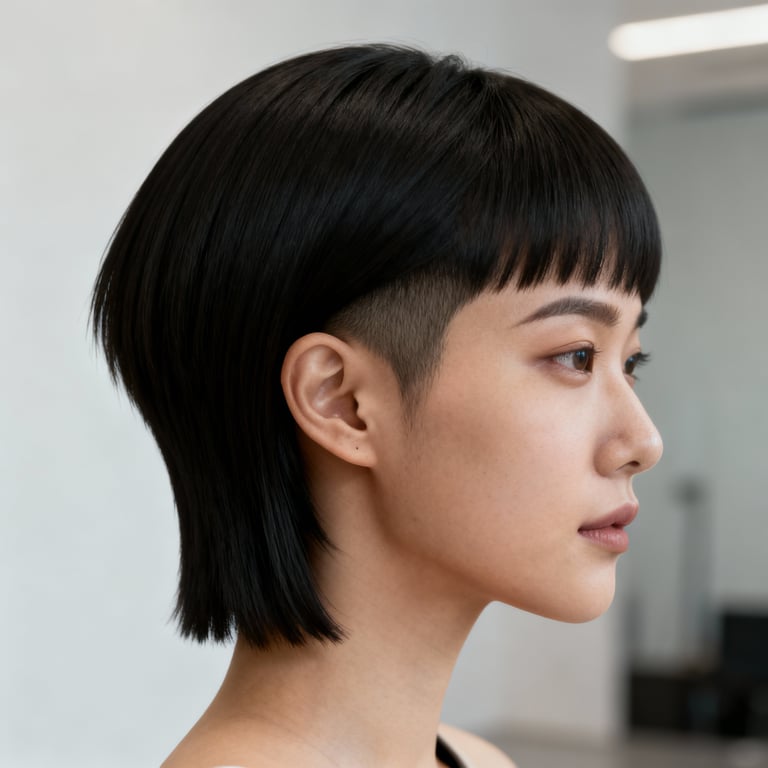 mullet haircut men on straight hair, low version.