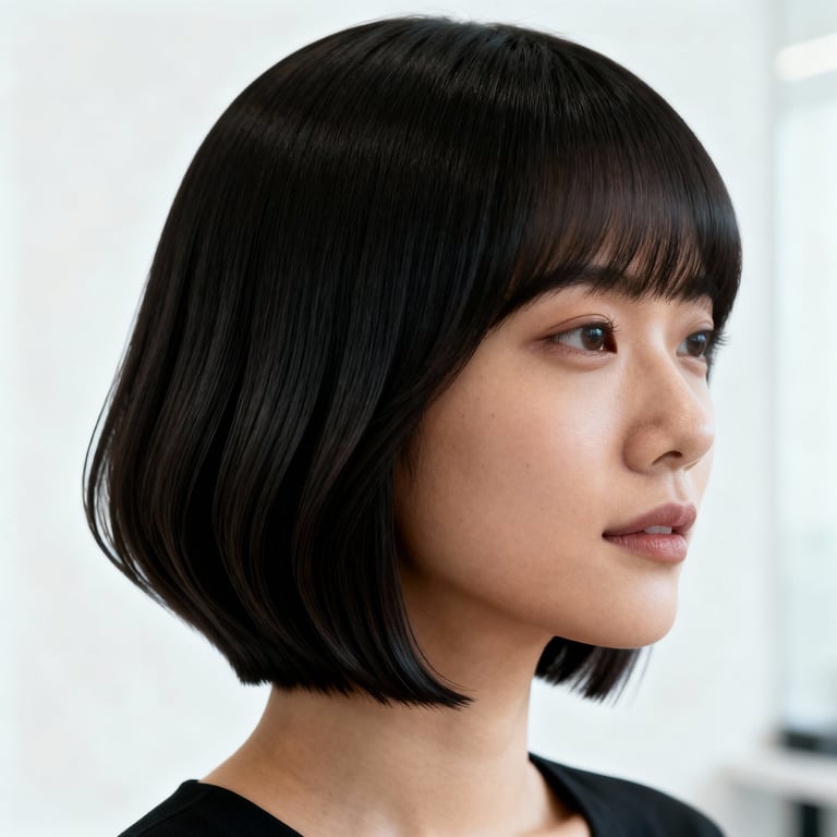 layered jellyfish haircut on straight hair, low version.