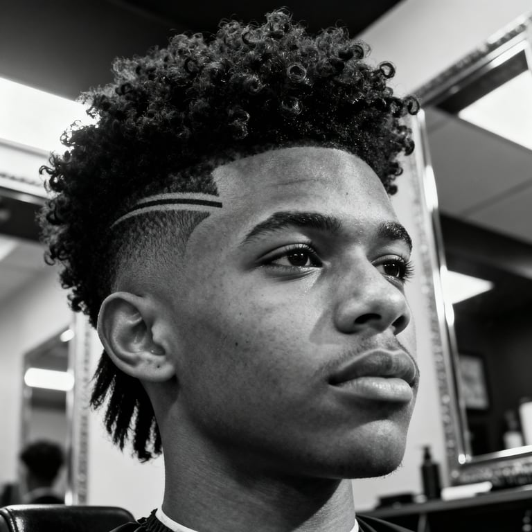 Burst Fade Mullet Curly Men