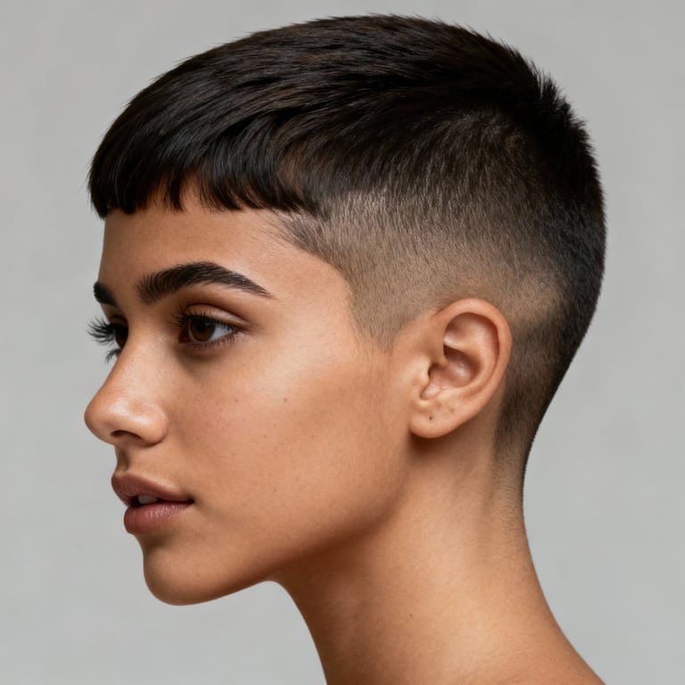 mixie hairstyle on straight hair, low version.