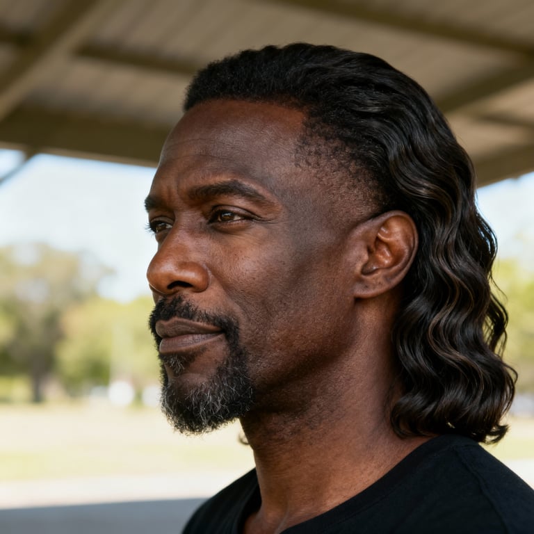 long wavy hair on wavy hair, low version.