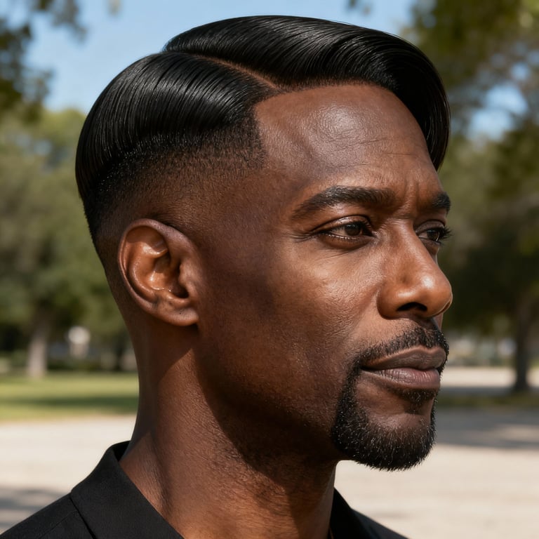 middle part on straight hair, mid version.