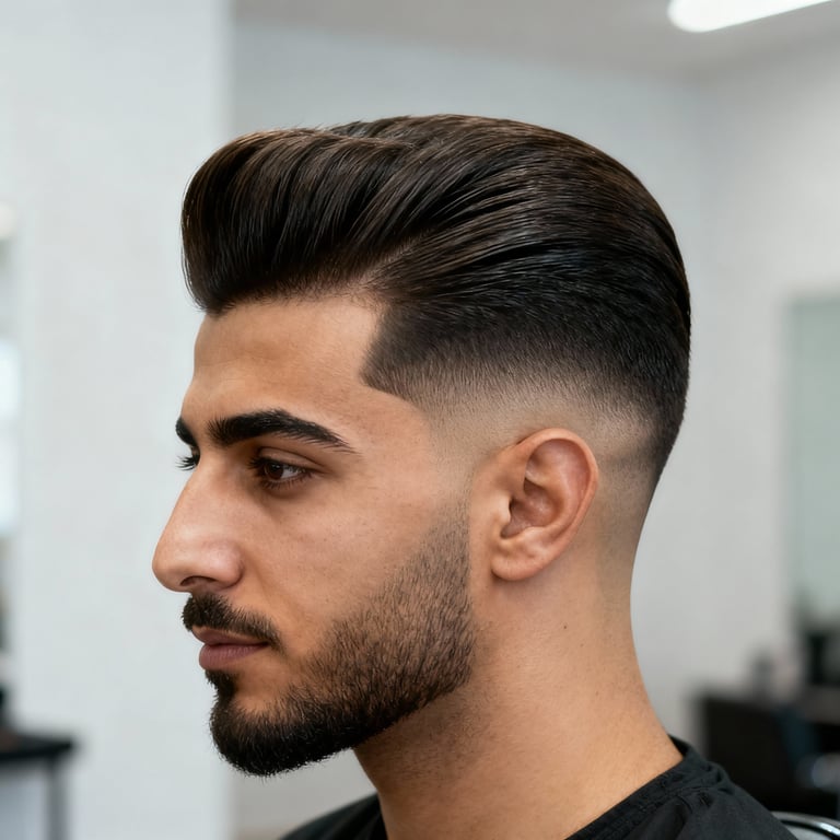pompadour on straight hair, low version.