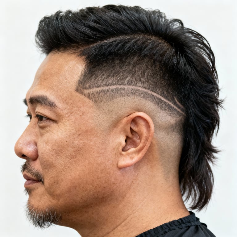 Skin Burst Fade Mullet Straight