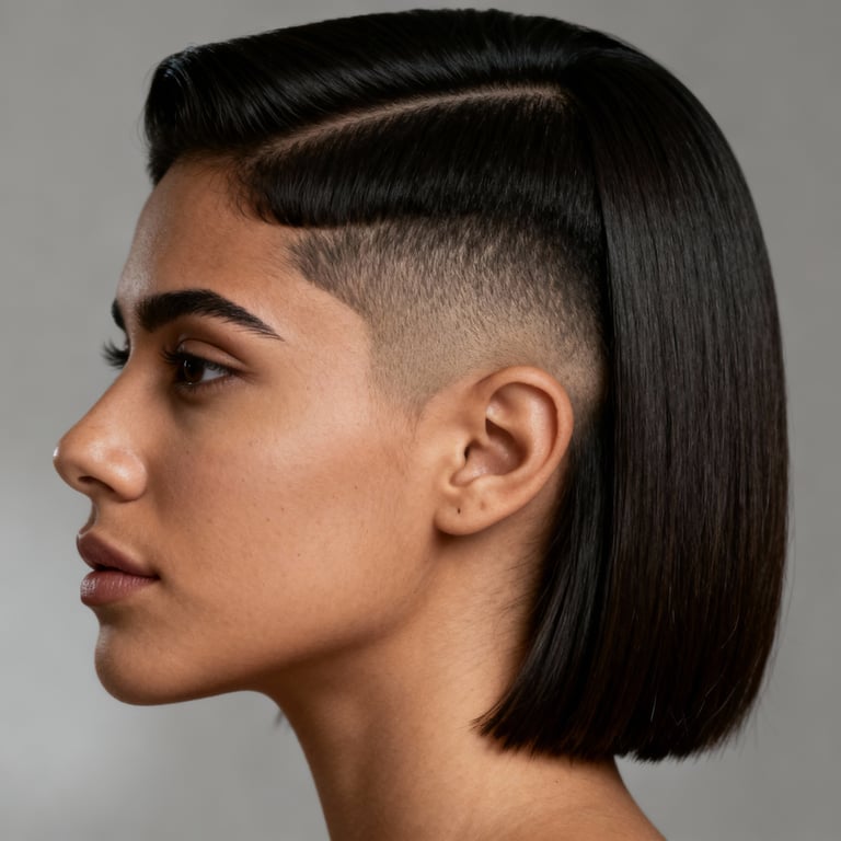 middle part undercut on straight hair, mid version.