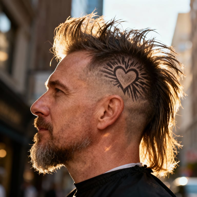 Burst Fade Mullet Straight Hair