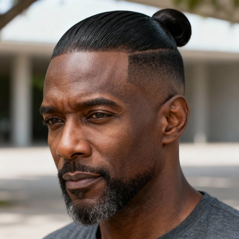 slick back bun on straight hair, low version.