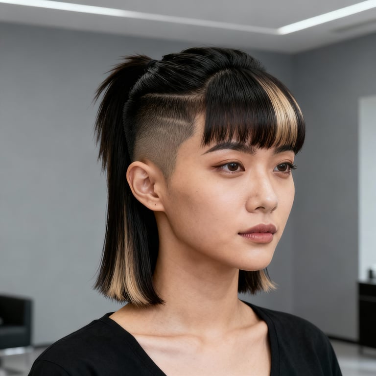 mullet fade on straight hair, low version.