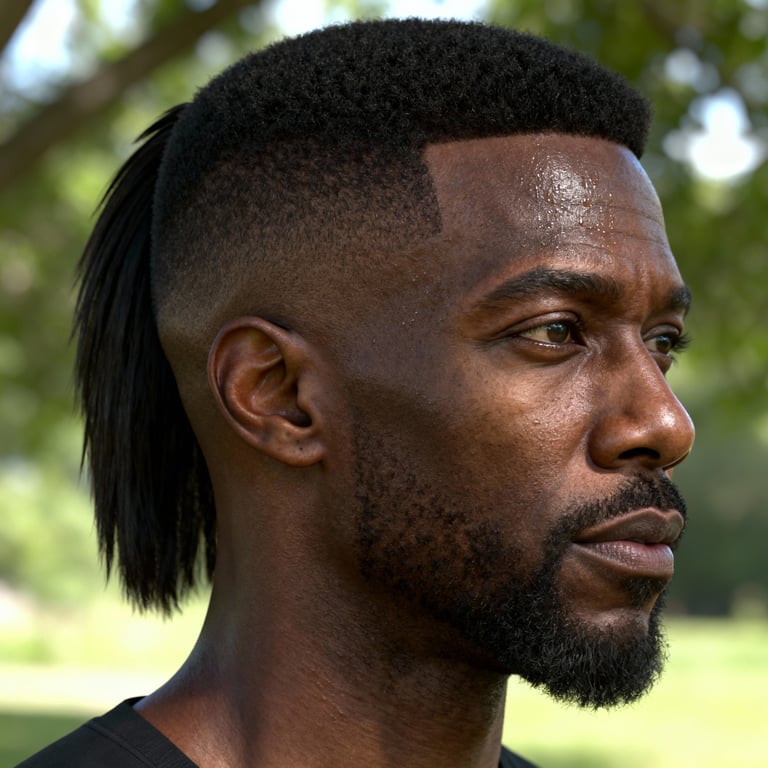 short mullet on straight hair, low version.