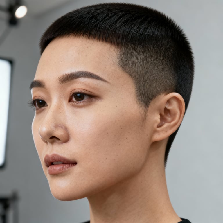 crew cut on straight hair, low version.