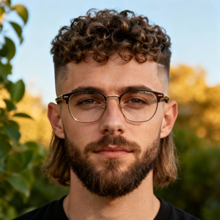 Mid Burst Fade Mullet Wavy