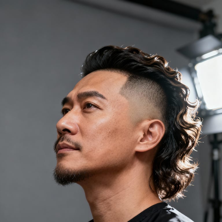 Burst Fade Mullet Medium Length