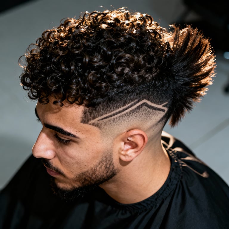 High Burst Fade Mullet Curly