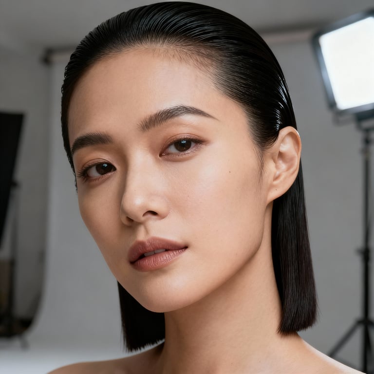 slick back on straight hair, low version.