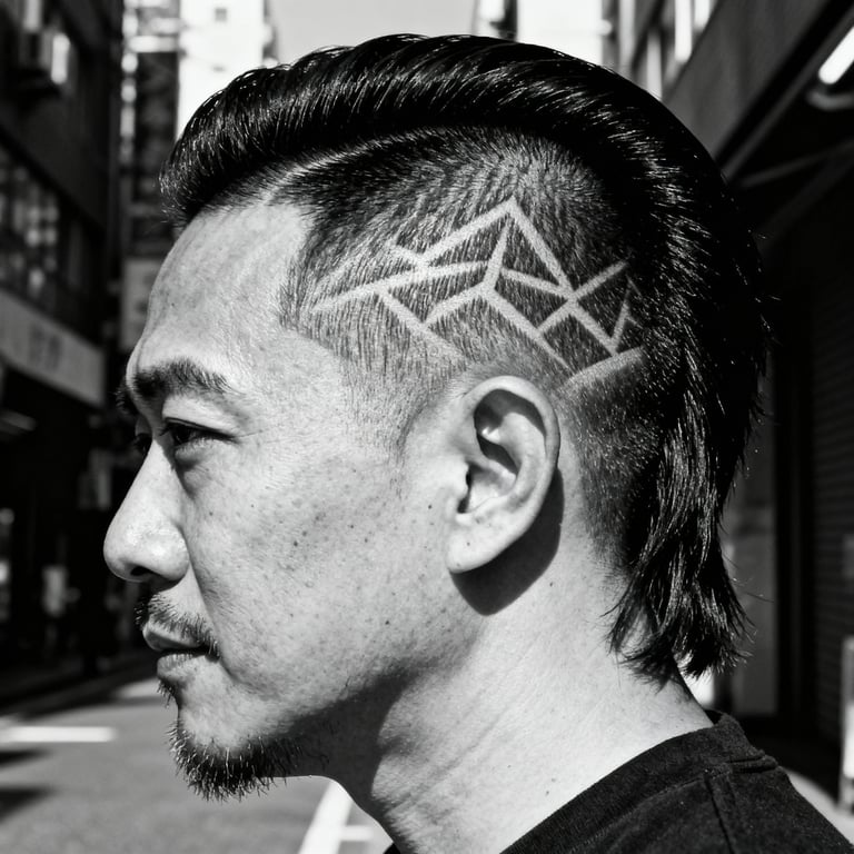 Burst Fade Mullet Straight Hair